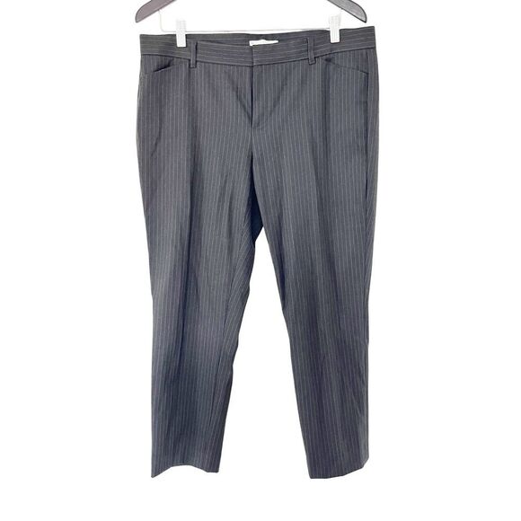 GAP Charcoal Pinstripe Slim Crop Stretch Flat Front Dress Pants - Picture 1 of 8